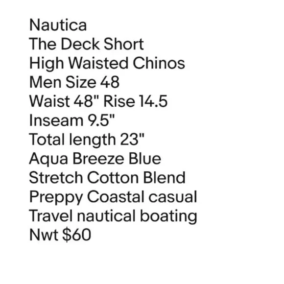 Nautica The Deck Shorts Men 48 Chino Aqua Breeze Stretch Cotton Preppy Coastal - Picture 11 of 12